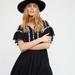 Free People Dresses | Free People Santiago Embroidered Black Mini Dress Size Small | Color: Black/White | Size: S