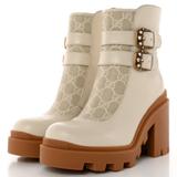 Gucci Shoes | Gucci Trip Crystal Buckle Booties | Color: Cream/White | Size: Eu 42