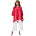 Plus Size Women's Hi-Low Linen Tunic by Jessica London in Vibrant Watermelon (Size 14 W) Long Shirt