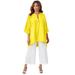 Plus Size Women's Hi-Low Linen Tunic by Jessica London in Bright Yellow (Size 20 W) Long Shirt