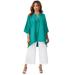 Plus Size Women's Hi-Low Linen Tunic by Jessica London in Waterfall (Size 22 W) Long Shirt