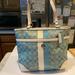 Coach Bags | Coach Turquoise Momogram Canvas Coated Leather Tote Shoulderbag | Color: Silver | Size: Xlarge