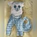 Disney Matching Sets | (Disney Baby) Outfit And Bib 3-6 Mos Euc | Color: Blue/White | Size: 3-6mb