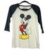 Disney Tops | Disney Mickey Mouse Baseball Sleeve 3/4 Shirt Small | Color: Cream/Gray | Size: S