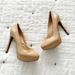 Jessica Simpson Shoes | Jessica Simpson Leonne Nude Tan Leather Platform Pumps Heels Size 5.5 | Color: Cream/Tan | Size: 5.5