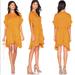 Free People Dresses | Free People One Fine Day Mini Dress Adjustable Waist Tie And Butterfly Xs | Color: Gold/Yellow | Size: Xs