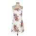 Trixxi Casual Dress - A-Line Square Sleeveless: White Floral Dresses - Women's Size Small