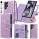 Varikke for Samsung Galaxy S24 Ultra Wallet Case, Detachable Magnetic for S24 Ultra Case with [RFID Blocking] Card Holder Kickstand Wrist Strap Glitter PU Leather Flip Case Women 6.8", Light Purple