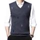 SAWEEZ Mens V-Neck Jumper Fine Knit, Soft Warm Sleeveless Vest Jumper Argyle Knitted Sweater Waistcoat Casual Preppy Gilets Pullover Vintage Knitwear Tank Top For Men Teens,Dark Grey,S