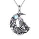 YAFEINI Wolf Half Moon Neckalce for Sterling Silver Crescent Moon Pendant Jewellery Wolf Moonstone Necklaces for Men Teen Girls Boys Gifts (Wolf Necklace2)