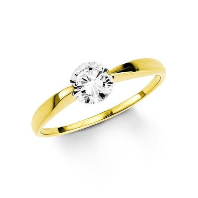 Fingerring AMOR "Schmuck Geschenk Solitär Ring LIEBE, Glitzerstein Gold 333" Gr. 52, gelb (gelbgold, 333, kristallweiß), Fingerringe, Damen, 52, Gelbgold 333, 2,4mm, mit Zirkonia (synth.) Image