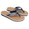 Zehentrenner TOMMY HILFIGER "HILFIGER CORK BEACH SANDAL" Gr. 40, blau (dunkelblau) Damen Schuhe Strandschuhe