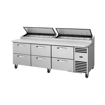 True TPP-AT2-93D-6-HC~SPEC3 93 3/8" Spec Series Pizza Prep Table w/ Refrigerated Base, 115v, Stainless Steel | True Refrigeration