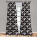 East Urban Home Boho Curtains Wild Animal Skull Bison Print Pair of Charcoal Grey Warm Taupe Microfiber | 63 H x 28 W in | Wayfair