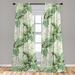 East Urban Home Tropical Curtains Palm Foliage Watercolor Pair of Pale Reseda Green White Microfiber | 63 H x 28 W in | Wayfair