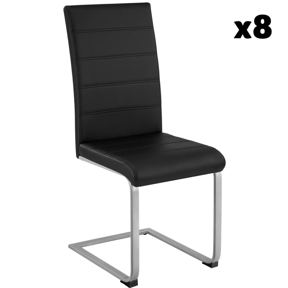 Lot de 8 chaises Rembourrés en cuir synthétique ergonomique noir