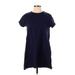 Uniqlo Casual Dress - Shift Crew Neck Short sleeves: Blue Print Dresses - Women's Size Medium