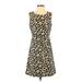 Banana Republic Factory Store Cocktail Dress - A-Line Scoop Neck Sleeveless: Gold Leopard Print Dresses - Women's Size 4