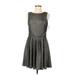 Mark + James by Badgley Mischka Casual Dress - A-Line Crew Neck Sleeveless: Gray Dresses - Women's Size Medium