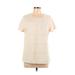 Croft & Barrow Short Sleeve Blouse: Ivory Tops - Women's Size Large