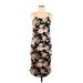 Full Circle Trends Casual Dress - Midi Scoop Neck Sleeveless: Black Floral Dresses - Women's Size Medium