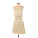 Dino E Lucia Casual Dress - Mini Square Sleeveless: Tan Print Dresses - Women's Size Small
