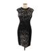 Maggy London Cocktail Dress - Sheath: Black Jacquard Dresses - Women's Size 10