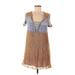 Maeve Casual Dress - Shift Plunge Short sleeves: Blue Dresses - Women's Size 0