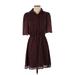 Cupcakes & Cashmere Casual Dress Collared 3/4 sleeves: Burgundy Dresses - Women's Size X-Small