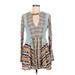 Free People Casual Dress - Mini Plunge Long sleeves: Teal Aztec or Tribal Print Dresses - Women's Size 6