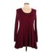 24seven Comfort Apparel Long Sleeve Top Burgundy Scoop Neck Tops - Women's Size Large