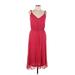 Attic and Barn Casual Dress - Slip dress: Burgundy Solid Dresses - Women's Size Large