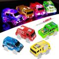 Tracks Cars Replacement Only - Light Up Magic Cars for Tracks Compatible with Glow in The Dark Toy Cars with 5 LED Flashing Lights for Most Race Tracks Only Toy Cars Track Car Accessories (4 Pack)