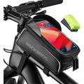 ROCKBROS Bike Bag Top Tube Waterproof Bicycle Frame Bag Touch Screen Bike Pouch Bike Cell Phone Holder for Iphone 12 11 7 8 Plus Xs Max Below 6.7â€�