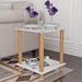 1-Piece White+Oak Side Table , 2-Tier Space End Table ,Modern Night Stand, Sofa table, Side Table with Storage Shelve