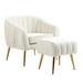 Velvet Accent Chair with Ottoman, Modern Tufted Barrel Chair Ottoman Set