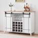 Wine Bar Cabinet with Sliding Barn Door 16 Bottle Wine Rack