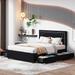 Queen Size Upholstered Platform Bed with Headboard and 4 Drawers, Headboard with LED Light