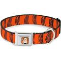 Dog Collar Seatbelt Buckle Tigger Stripes Orange Black 16 to 23 Inches 1.5 Inch Wide