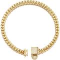 NIKPET Cat Collar with Bell and Ice-Out Cubic Zirconia Stones Secure Buckle 6MM 18K Gold Metal Stainless Steel Cuban Link Chain Choke for XSmall Dog Chain Collar Puppy Kitty Necklace. (6MM 8 )