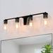 Zarbel 4-Light Modern Farmhouse Black Vanity Light Bathroom Glass Wall Sconce Taper for Powder Room - L 29 x W 6.5 x H 8