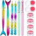 12 Piece Diamond Painting Tool Include 6 Piece Mermaid Point Drill Pens Classic Point Drill Pen Spiral Diamond Painting Pen 6 Piece Diamond Painting Wax Storage Case Full of Glue Clay (Pink)