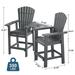 Patio Bar Stools Chairs Outdoor Tall Adirondack Arm Chairs Set of 2&4 Grey- 4PCS