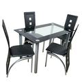 SYTHERS 5 Piece Dining Table Set Kitchen Table Chair Sets for 4 Glass Table Set with Steel Leg & Cushion Seat for Dining Room/Apartment Black