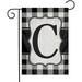 YANGHOME Monogram Initial C Burlap Garden Porch Lawn Flag Farmhouse Decorations Mailbox Decor Welcome Sign 12x18 Inch Small Mini Size Double Sided Flax Nylon Linen Fabric