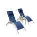 DENIS LAWN Set of 3 Pool Lounge Chairs Adjustable Aluminum Outdoor Chaise Lounge Chairs Blue