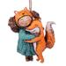 Dreamy Friends,'Hand-Painted Papier Mache Ornament of Girl and Fox'