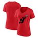 Women's Fanatics Branded Red New Jersey Devils 2024 NHL Stadium Series Logo V-Neck T-shirt
