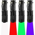 (Pack of 4) 4 Color Light Single Mode Flashlight: Red Light Flashlight Green Light Flashlight Blue Light Flashlight Cool White Light Flashlight for Night Observation Hunting Fishing(4 PCS)