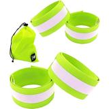 HiVisible Reflective Bands for Night Walking Reflective Arm Bands for Runners Reflective Wristbands Reflective Ankle Bands Cycling Reflective Running Gear Bike Pant Leg Strap Bicycle Pants Clips